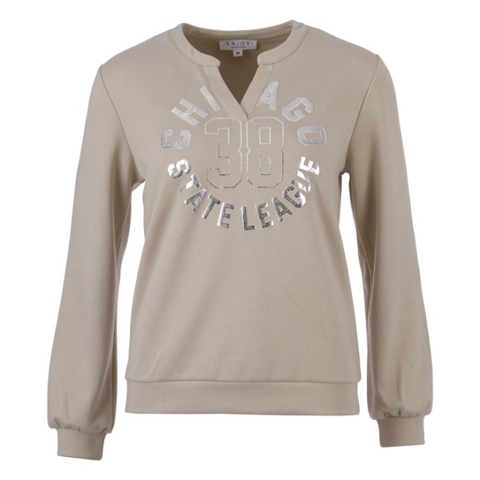 Enjoy Sweater Chicago opdruk - Zand